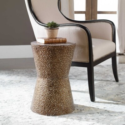 CUTLER MODERN 20'' HAMMERED METAL ACCENT END  DRINK TABLE UTTERMOST 24461