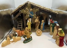 Vintage Nativity Set, Hong Kong , Christmas Manger, Wood &plastic