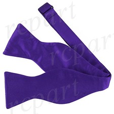 New in box men's self tie free style bow tie solid color 100 silk formal purple