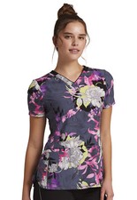 Botanical Mashup Cherokee Scrubs Infinity V Neck Top CK634 BTMP