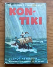 KON-TIKI-6 Men Across Pacific on a Raft by Thor Heyerdahl HC/DJ 1967 ed.