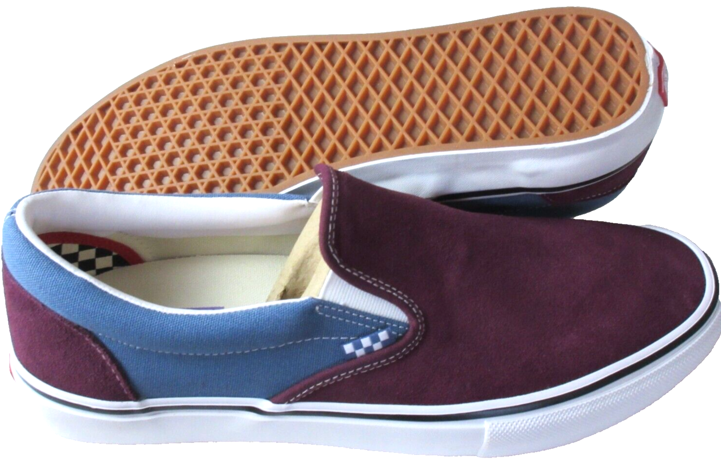 Vans Men's Skate Slip On Moonlight Blue Mauve Wine Suede Canvas shoes Size 11 eBay
