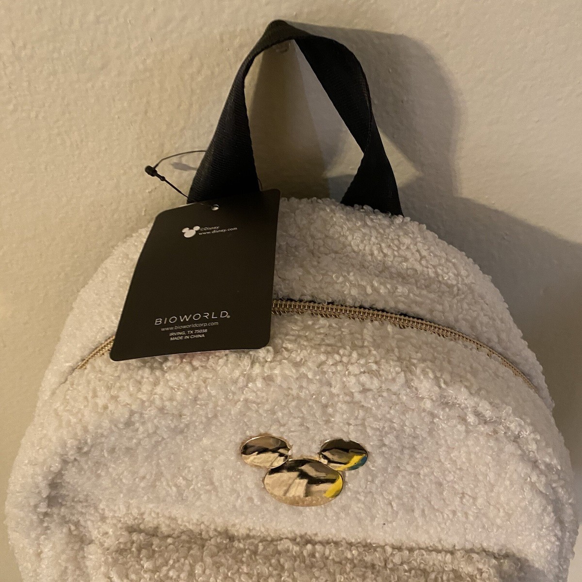 Disney Mickey Mouse Dome Mini Backpack White Faux Sherpa  display picture 2