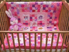 My Little Pony Handmade Embroidered Keepsake Baby/Toddler Pink  Purple Quilt