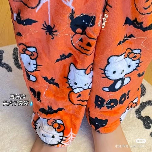 Hello Kitty Pajama Pants Y2k Fairy Sanrio Flannel Autumn Warm Women Pant Fashion - Picture 9 of 23