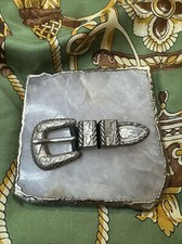 Sterling Silver Jalisco 925 Small Belt Buckle Conco Set Floral Unused Rare