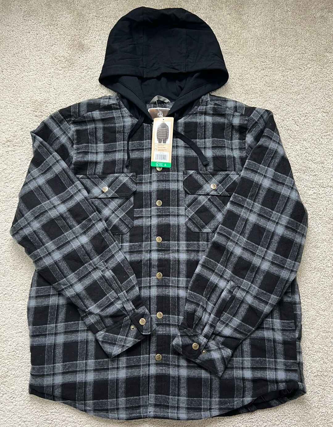 Legendary Outfitters Men’s Shirt Jacket with Hood black size XL. New