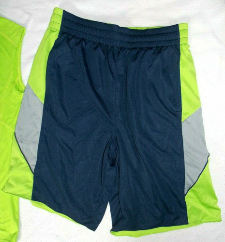 Men's Tek Gear Neon Green & Blue Athletic Basketball Sports Shorts & Top Medium - Picture 4 of 4