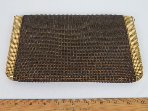 VTG 1950s 60s METAL MESH CLUTCH HANDBAG SHOULDER BAG GOLD BRONZE CHAIN 10 1/2" - Picture 12 of 12