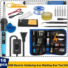80W Electric Soldering Iron Welding Gun Tool Kit Solder Wire Desoldering Pump US