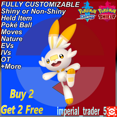 Pokémon Sword and Shield   Shiny Scorbunny   W/ Best 6IV Customizable