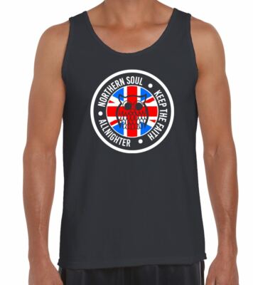 Northern Soul Night Owl Union Jack Herren Trägershirt Tank Top