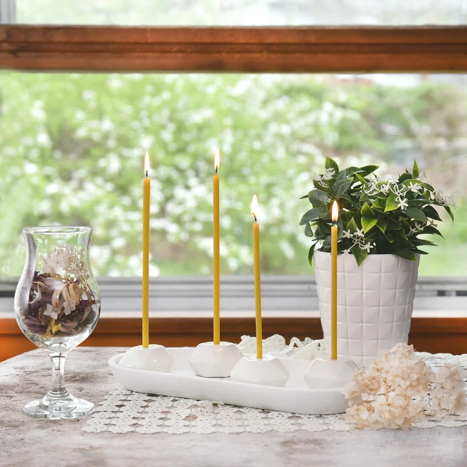 500 velas naturales 100 % puras de cera de abejas (6") aroma a miel a granel + 4 candelabros Foto 3 de 4