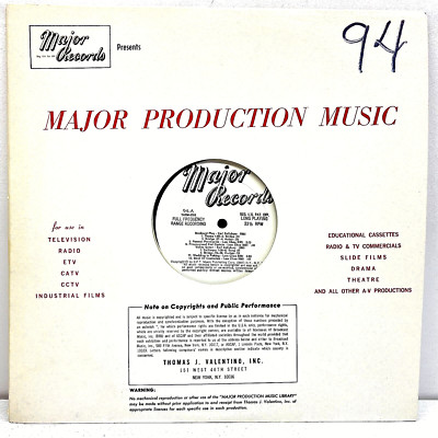 Production Music 1966 Vinyl Major Records 1st Press #94 Library Beats