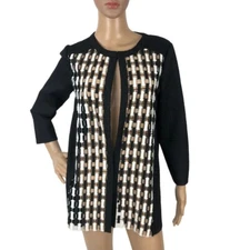 Chicos Blazer Jacket Size S Cut Out Open Front Weave Cardigan Chicos 0 Retro