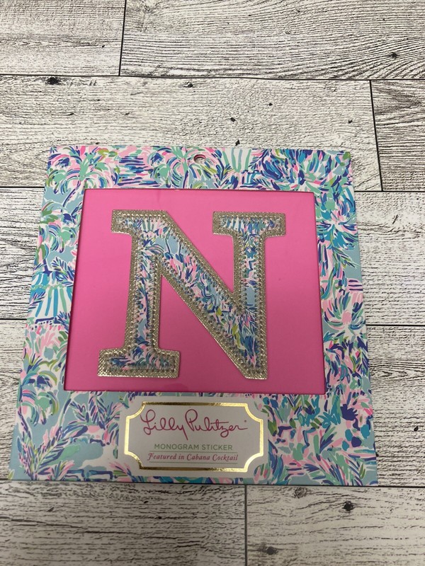 NWT Lilly Pulitzer “N” Monogram Initial Sticker “Cabana Cocktail” Retired Item