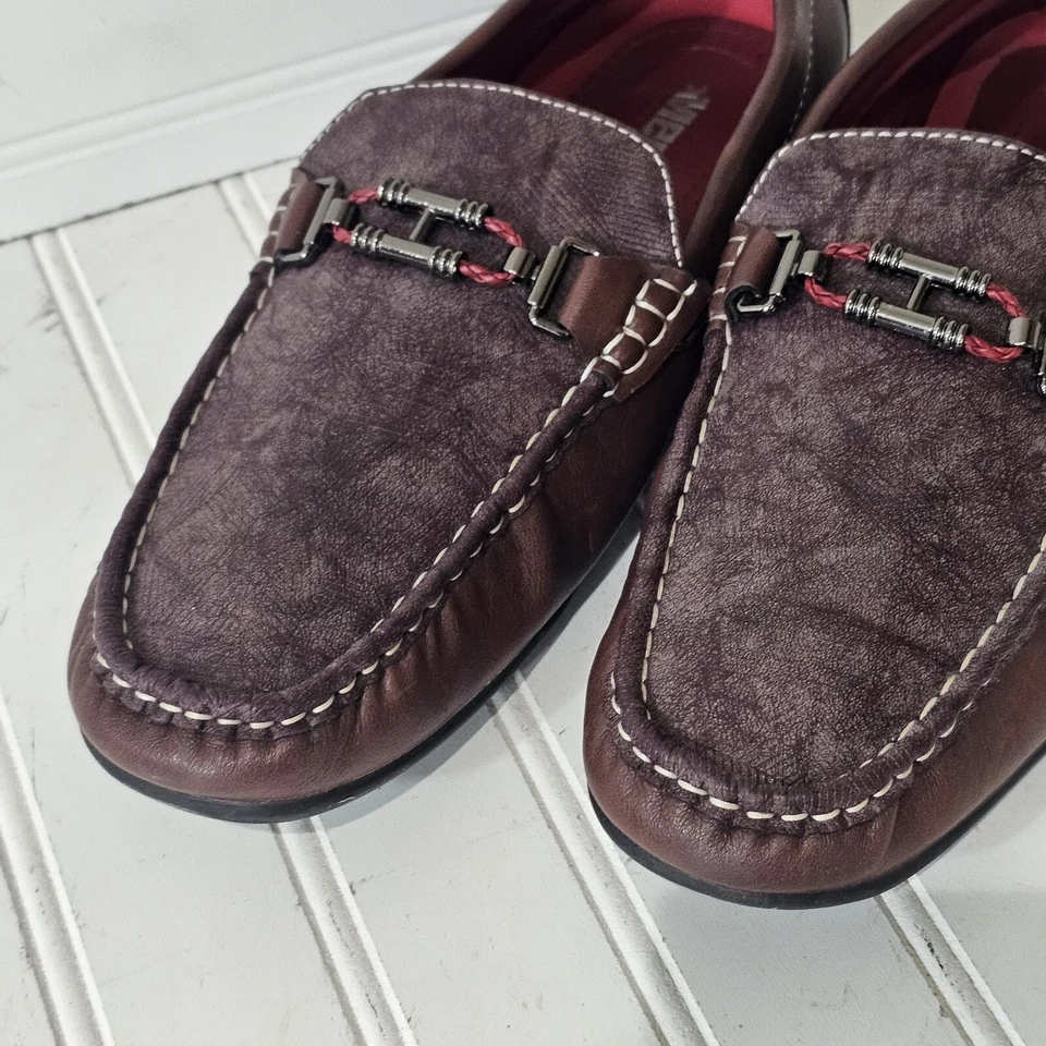 Zapatos mocasines para conducir vino de La Meca para hombre con hebilla de cuero 10,5 sin cordones Foto 4 de 4