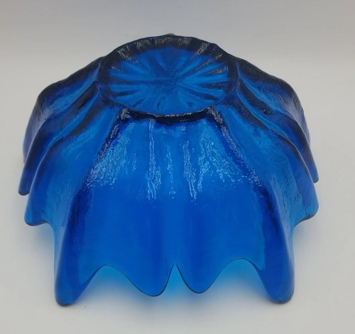 Vintage VIKING GLASS 10" Turquoise Designer Centerpiece Bowl by Wayne Husted USA - Picture 3 of 9