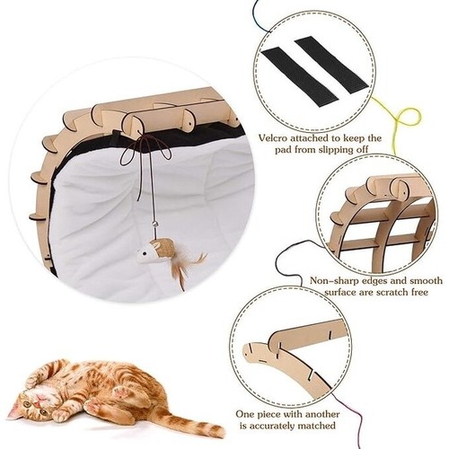 Modern Wood Cat Lounge Bed Hammock with Interactive Toys and eBay