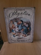 Highly Collectible Alice In Wonderland Metal Wall Plaque Sign Great Gift Idea