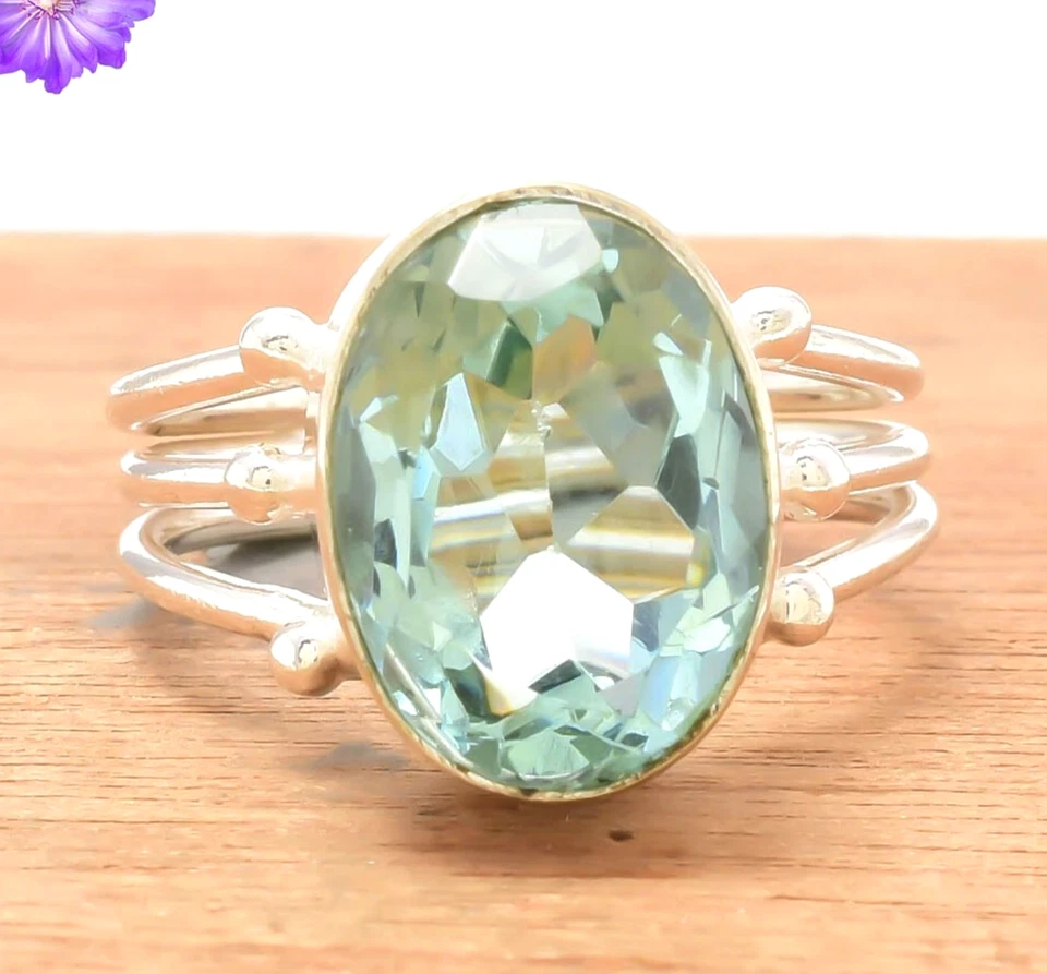 Schweizer Blautopas Edelstein 925 Sterling Silber Ethno Handarbeit Schmuck Ring