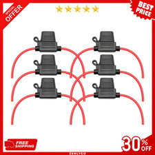 Waterproof Medium Inline Fuse Holder with 14 Gauge AWG Wire 10 Inches Long, Fit