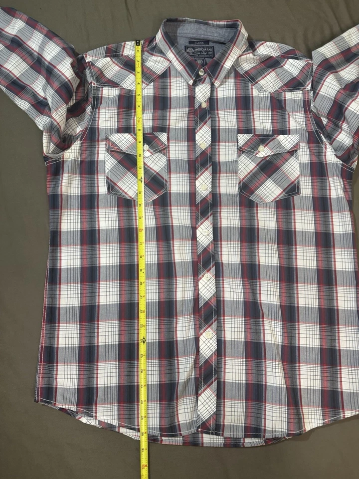Camisa retro American Rag para hombre Y2K con botones a cuadros X-grande azul rojo Foto 4 de 4