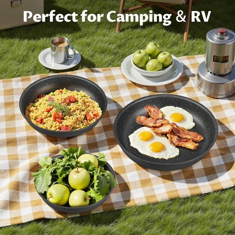 Pans Pots 4 Piece Frying Pan Set With Detachable Handle, Non stick Cookware Set