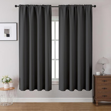 Blackout Curtains 54 Inches Long 2 Panels Set for Bedroom, Dark Grey Rod Pocket