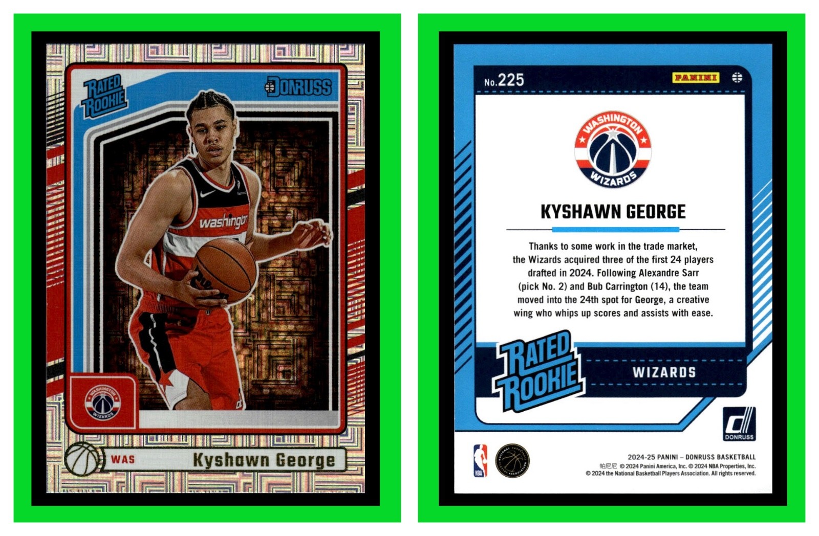 2024-25 Panini Donruss Kyshawn George #225 Rated Rookie
