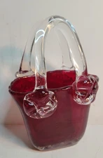 Murano Style Glass Ruby Red Purse