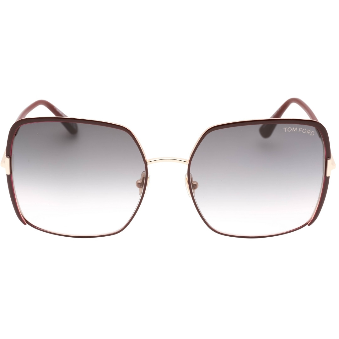 Tom Ford Gradient Blue Lens Shiny Bordeaux Aviator Sunglasses  