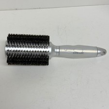 Conair Round Hair Brush Boar Bristle Silver Soft Grip Gel Handle Styling Tool
