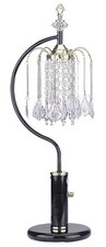 ORE International 715BK Table Lamp with Crystal-Like Shades, Black 27" x 12" x 1