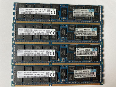 4x (64 GB) SK Hynix 16GB DDR3 ECC RDIMM HMT42GR7MFR4C-PB 1600MHz PC3-12800R HP