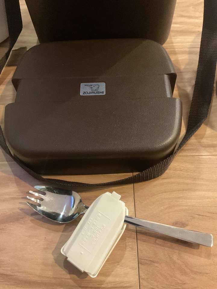 Tarro de almuerzo Zojirushi vintage Bento lonchera negra con correa hecha en Japón Foto 2 de 4