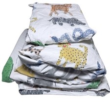 Pottery Barn Kids Sheet Set Silly Safari Animals FULL Organic Cotton Whimsical