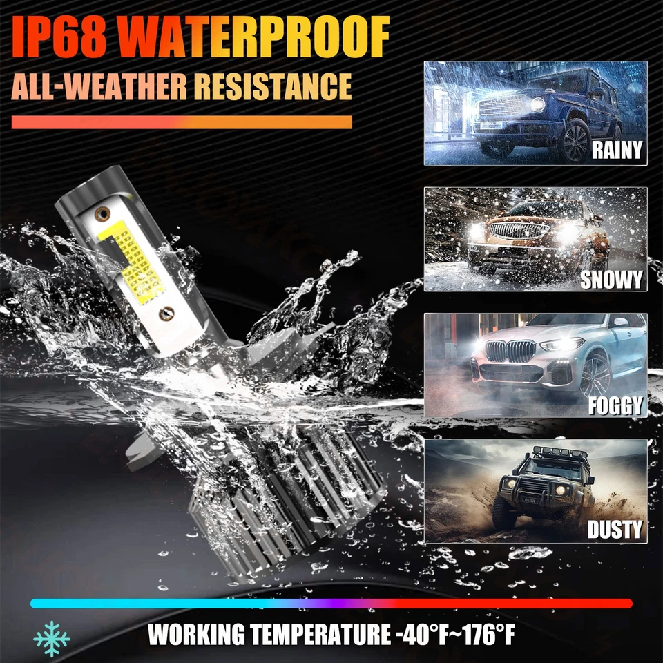 For Toyota Camry 1983-1998 1999 Front LED Headlight Kit High/Low Beam Bulbs - Image 4 of 4