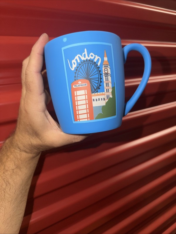 London Cup Mug Ceramic 4.5" Tall Big Ben London Eye Phone Booth England HTF NOS