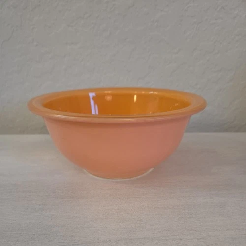 Vintage Pyrex Peach 7" Glass Nesting Mixing Bowl #322 Clear Bottom