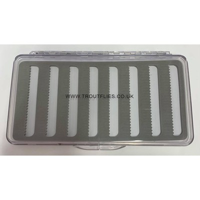Slimline Fly Box - Slot Foam - Clear Lid Box, TroutfliesUK