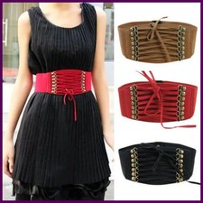 Women Elastic Strap Buckle Waistband Cinch Corset Stretch Waist Belt GM036