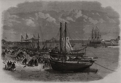 Grundsteinlegung des Hubberston Docks in Milford Haven. Wales 1864