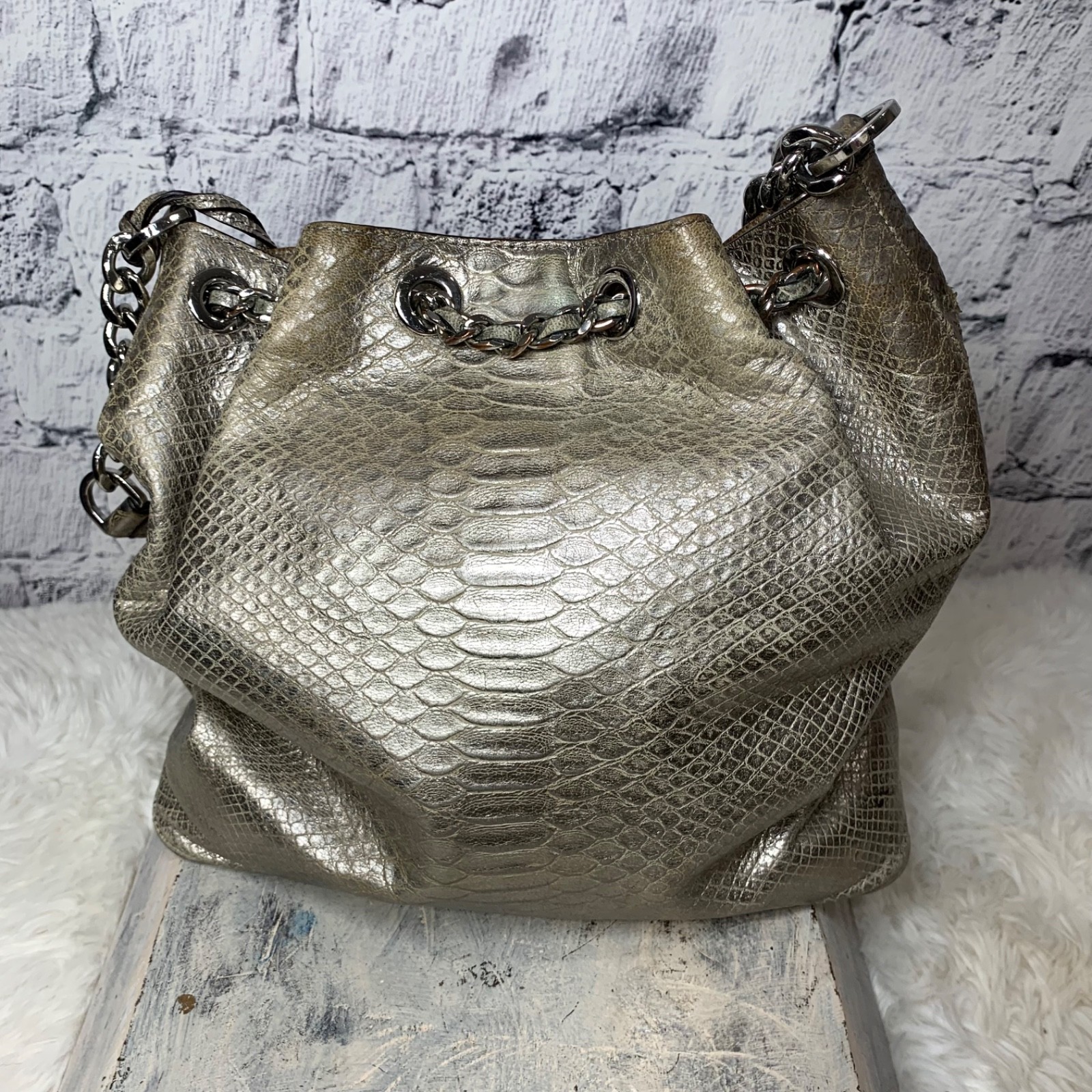 Michael Kors Frankie Python Embossed Leather Draw… - image 7