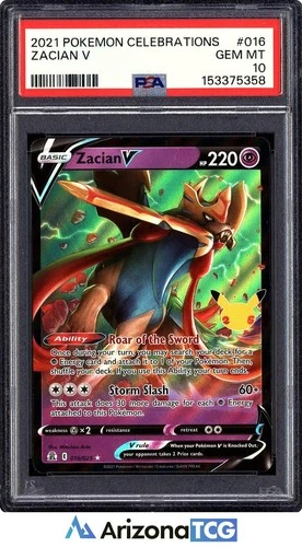 Pokemon 2021 Zacian V 016/025 Celebrations GEM MINT PSA 10