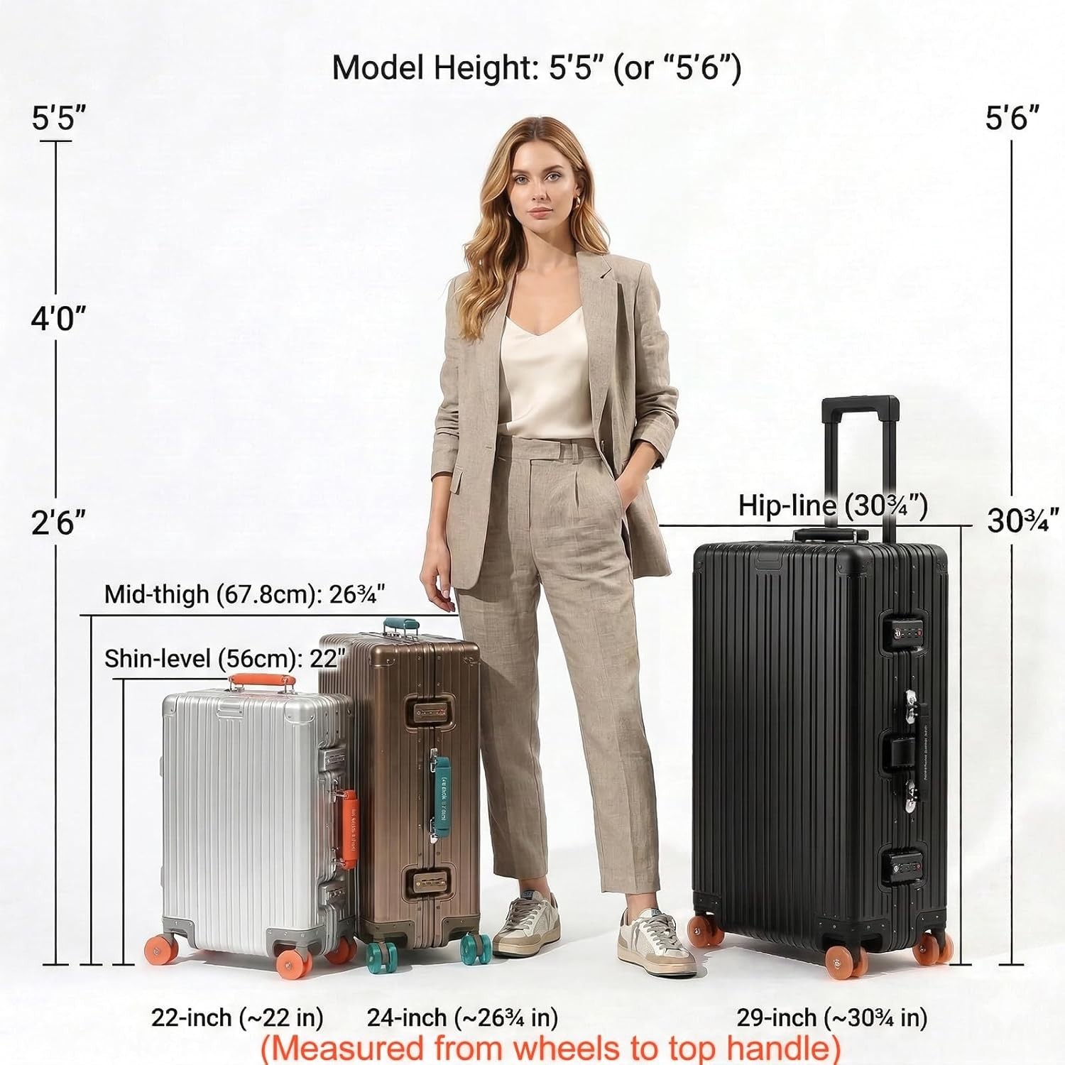22x14x9 inch Zipperless Cabin Suitcase, 22 Inch 100% All Alu