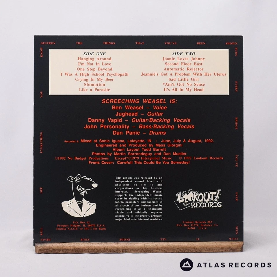 Screeching Weasel Wiggle -A -B First Press Insert LP Album Vinyl Record - EX/EX - Image 3 of 4