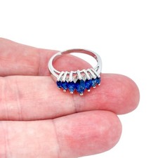 Vintage Sterling Silver 925 Blue Cubic Zirconia Ring Size 9.25