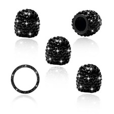 4PCS Bling Car Tire Valve Stem Caps, Dustproof Tire Valve Caps with Black