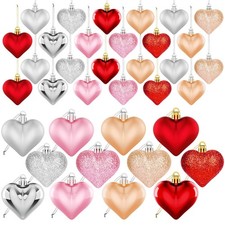 36Pcs Valentines Day Decor Heart Ornaments Classic Valentines Decorations Heart